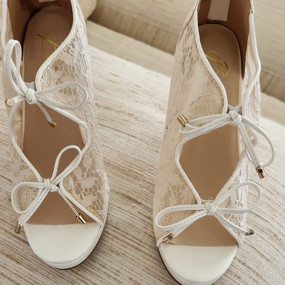 Ivory lace heels